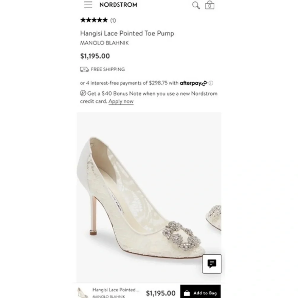 Manolo Blahnik Hangisilace Cream Lace Jewel‎ Buckle pumps size 35EU